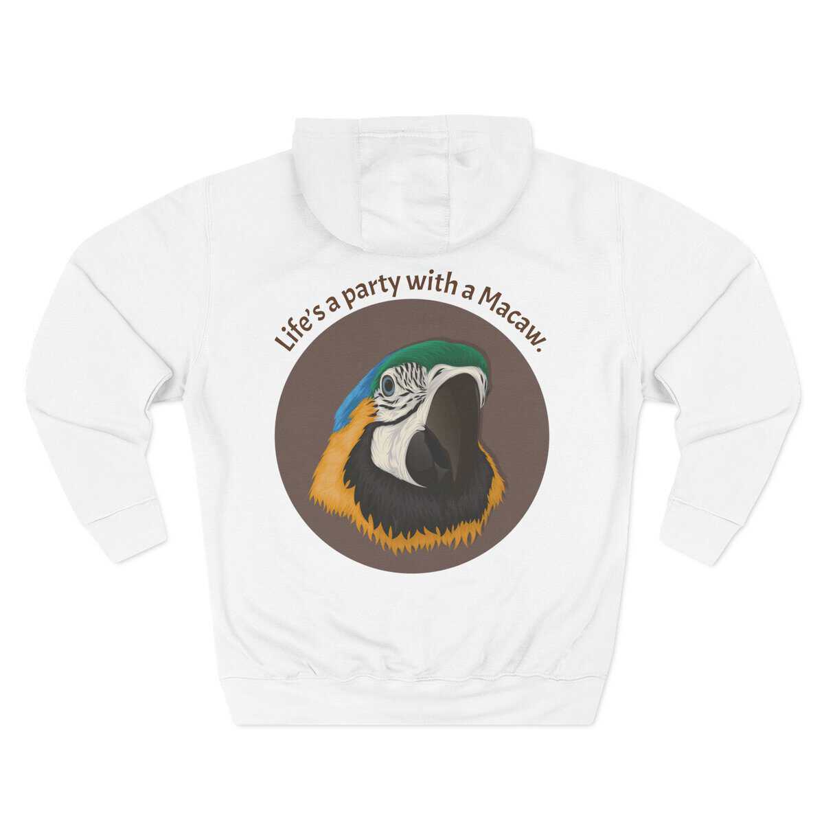 Macaw Print Fleece Hoodie | Cozy Sweatshirt, Tropical Party Gear, Unique Gift, Wildlife Lover’s Apparel, Casual Wear