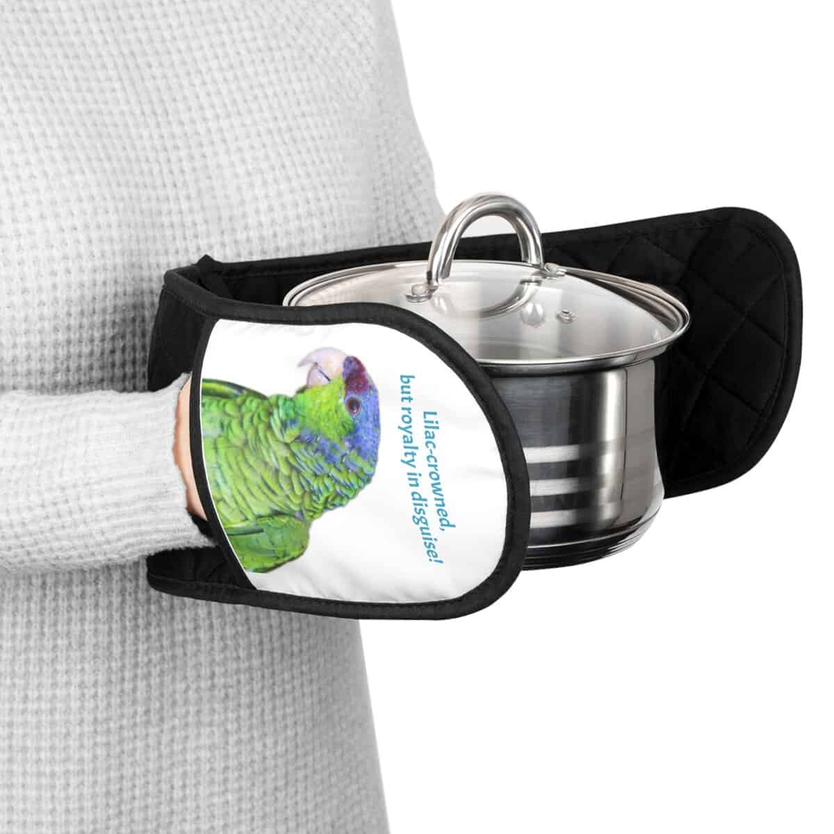 Colorful Lilac Crowned Amazon Parrot Oven Mitts, Fun Kitchen Gift, Bird Lover Gift, Unique Home Decor,