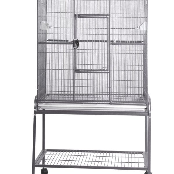 Indoor Aviary Bird Cage and Stand for Small Birds by HQ 13221 Platinum