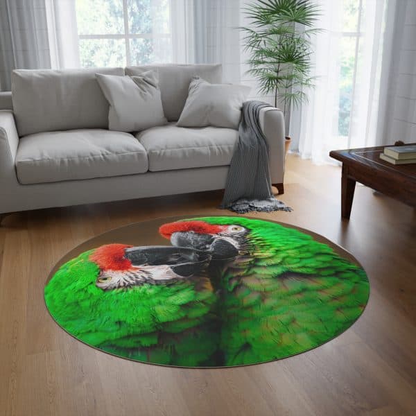 Tropical Parrots Round Rug, Bohemian Home Decor, Bird Lover Gift, Colorful Area Rug, Living Room Floor Mat
