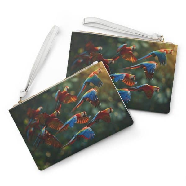 Vibrant Bird Print Clutch Bag, Exotic Gift for Nature Lovers, Ideal for Travel, Evening Out, and Special Occasions, Functional Fashion