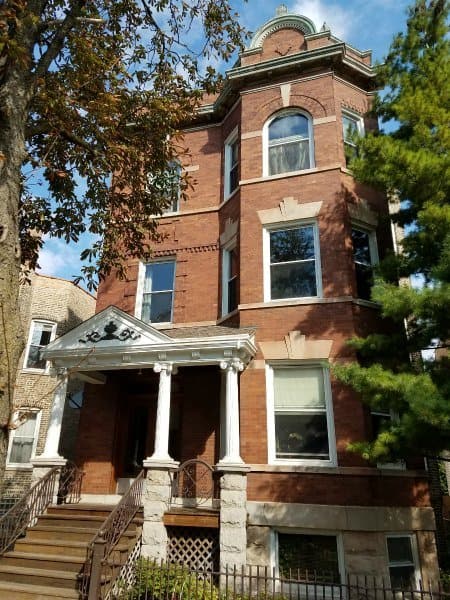 3 story brick apartment building built 1885 Ukrainian Village Chicago 