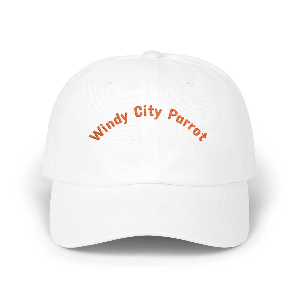Classic Dad Cap with ‘Windy City Parrot’ Design, Casual Hat, Gift for Dads, Summer Accessory, Adjustable Cap, Fun Everyday Wear