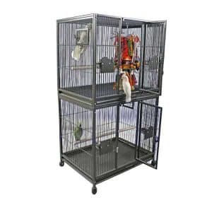 Breeder Bird Cage Double Stack for 2 Large Parrots by AE 4030-2 Platinum
