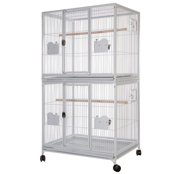 Breeder Bird Cage Double Stack for 2 Large Parrots by AE 4030-2 Platinum