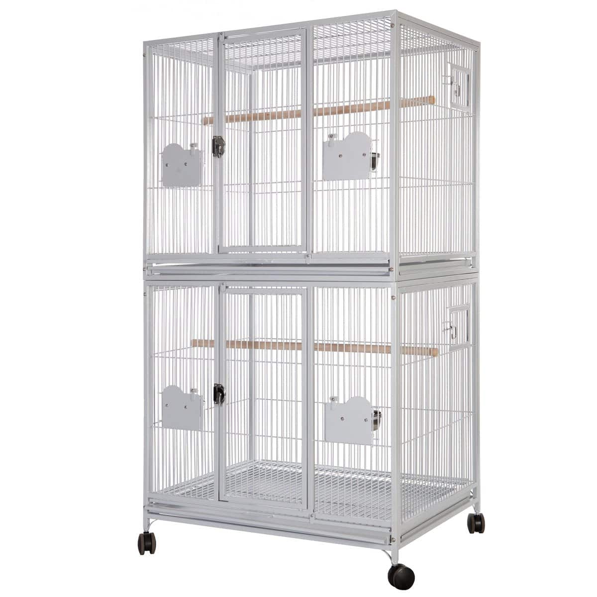 Breeder Bird Cage Double Stack for 2 Large Parrots by AE 4030-2 Platinum