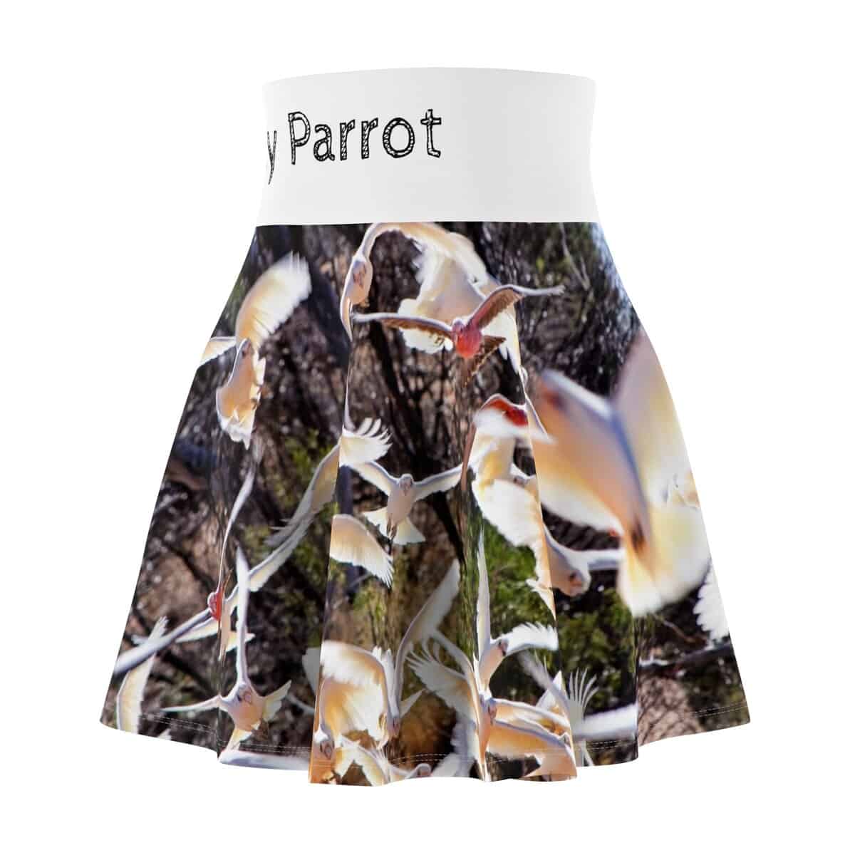 Whimsical Women’s Skater Skirt, Cute Spring Fashion, Parrot Print, Fun Party Outfit, Summer Wardrobe Essential, Gift for Her