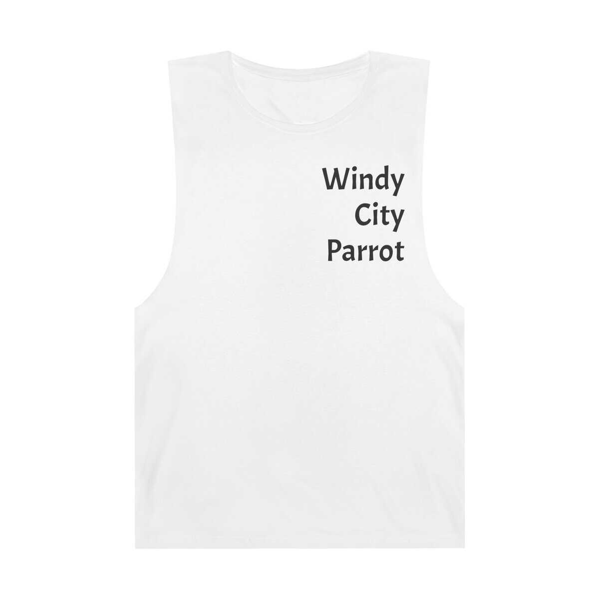 Windy City Parrot Unisex Barnard Tank – Artistic Summer Apparel, Tropical Vibe Top, Ideal for Beach Days, Gifts for Animal Lovers