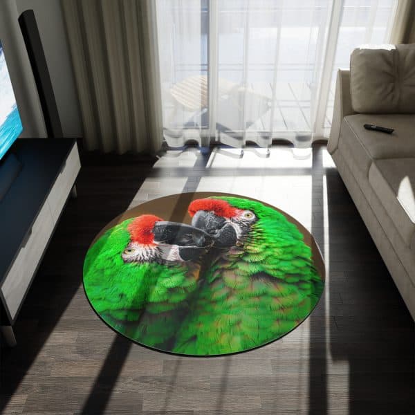 Tropical Parrots Round Rug, Bohemian Home Decor, Bird Lover Gift, Colorful Area Rug, Living Room Floor Mat