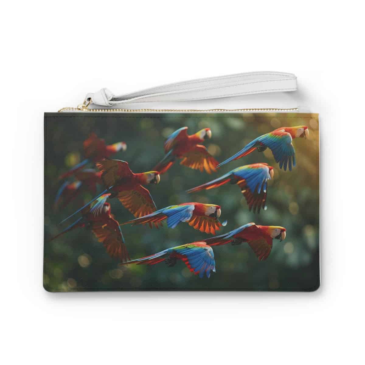 Vibrant Bird Print Clutch Bag, Exotic Gift for Nature Lovers, Ideal for Travel, Evening Out, and Special Occasions, Functional Fashion