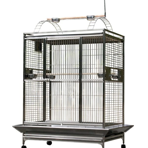 Divided Bird Cage Split Level With Divider by AE PC-4226D Platinum