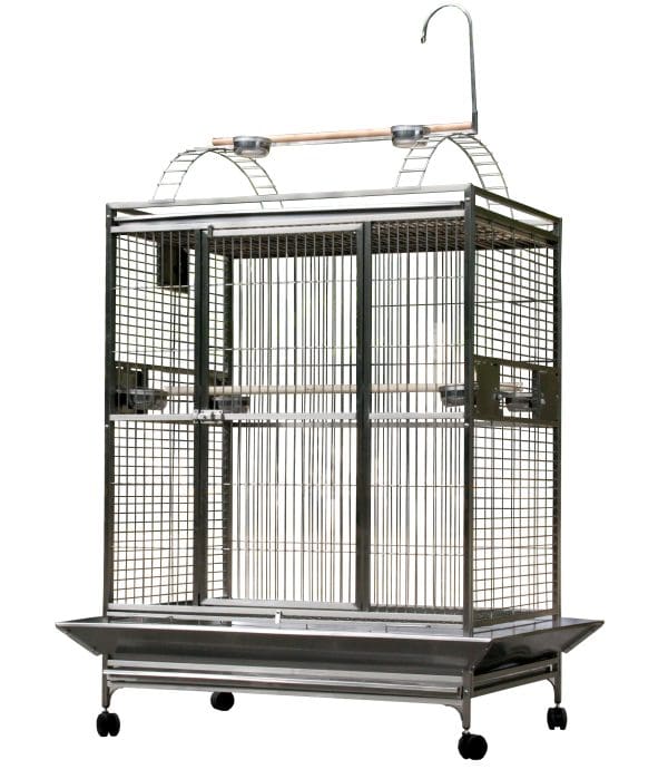 Divided Bird Cage Split Level With Divider by AE PC-4226D Platinum