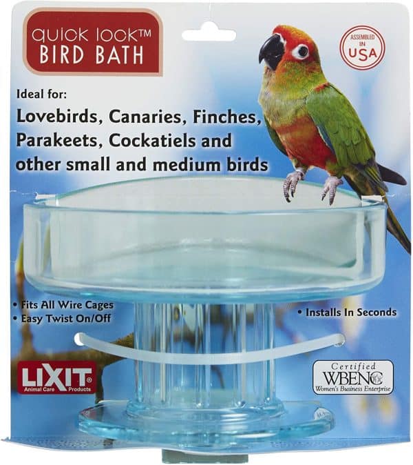 Bird bath exterior cage mount by lixit for small to medium birds