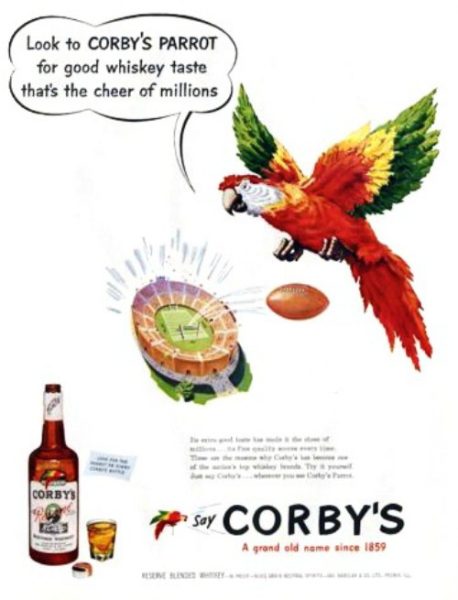 1951 Parrot rings Bell Corby's Blended Whiskey Vintage Print Ad