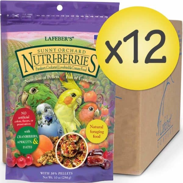 12 Each Lafebers Gourmet Sunny Orchard Nutri-berries Cockatiel Non-GMO 10 oz