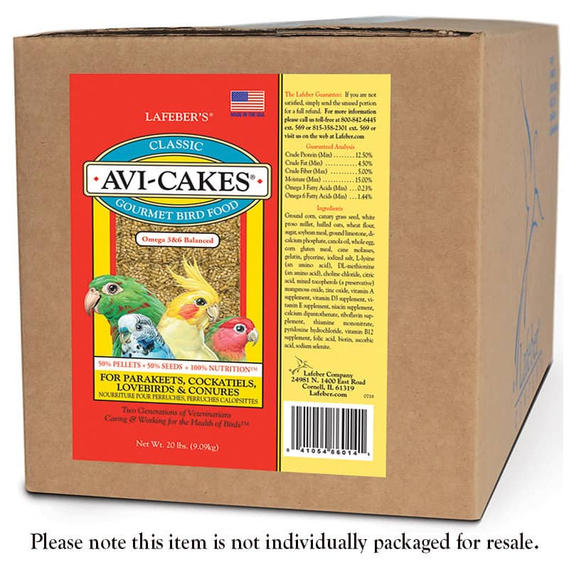 Classic Avi-Cakes for Small Birds Cockatiel Parakeet 20 lb