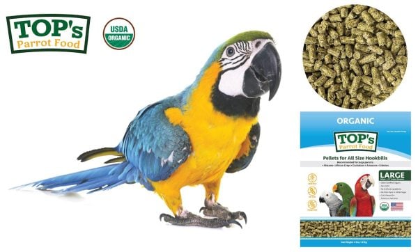 Usda organic certified tops 2 pack parrot food pellets for all size hookbills 4 lb – top42p