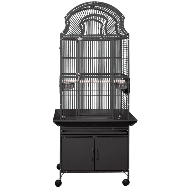 AE RY24222 Elegant Top Bird Cages Storage Base Cabinet Platinum