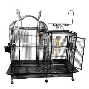 Divided Bird Cage Split Level With Divider by AE PC-4226D Black