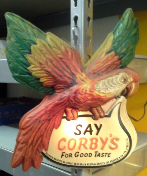 Corbys light up parrot sign owned by Windy City Parrot