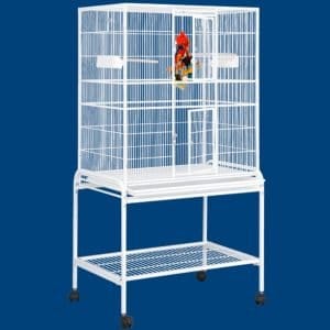 Indoor Aviary Bird Cage and Stand for Small Birds by HQ 13221 White