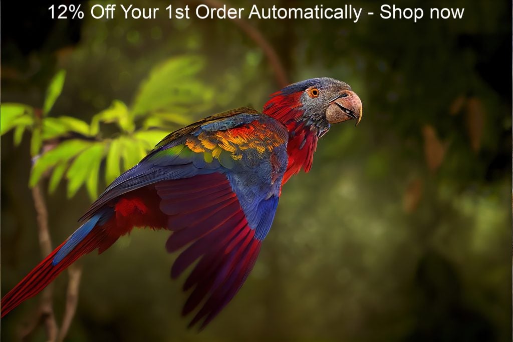 Parrot taking off from tree