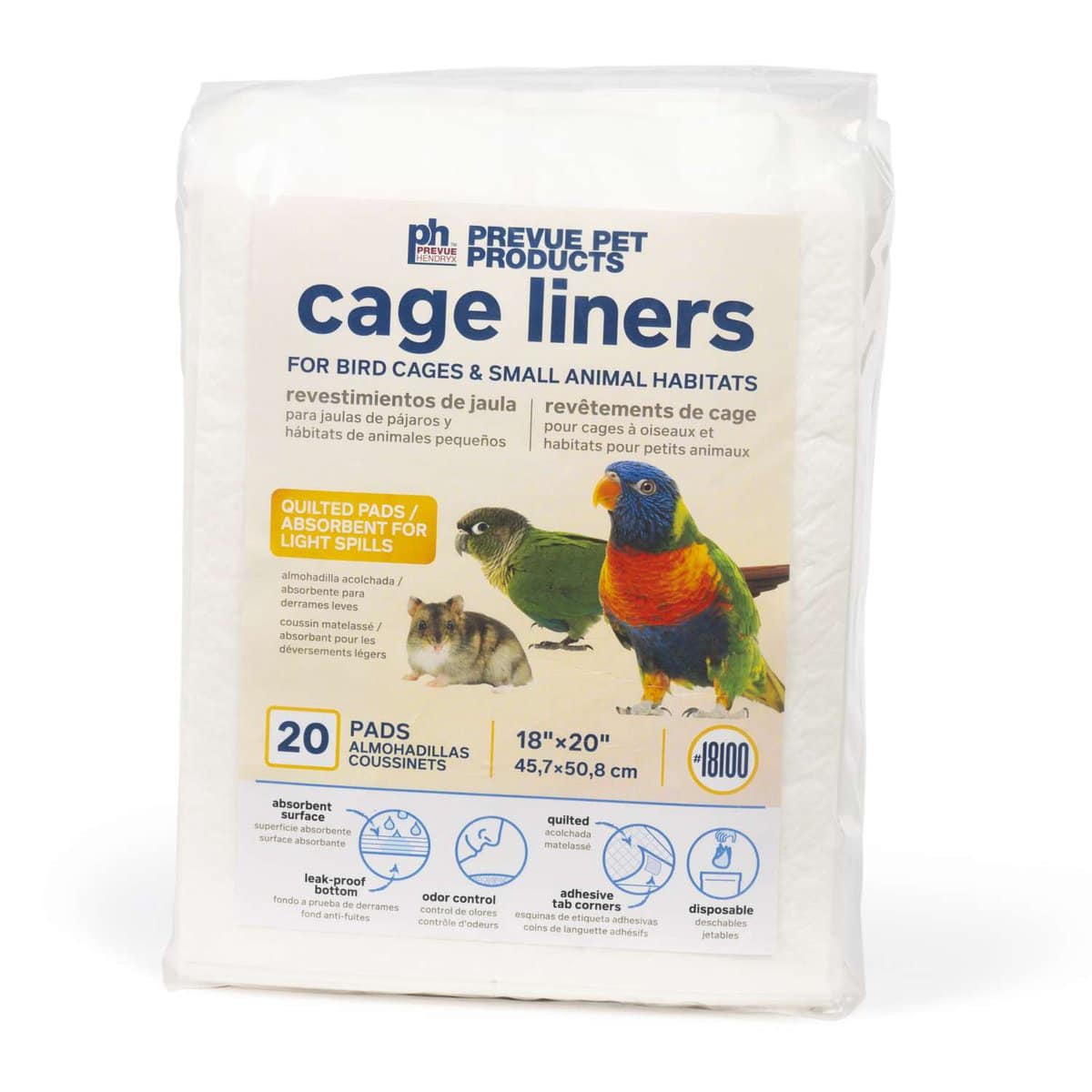 Bird Cage Liner Paper Pads by Prevue 18100 18″ x 20″ 20 pc  NEW