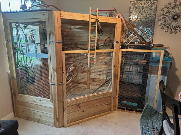 Home made wooden aviary