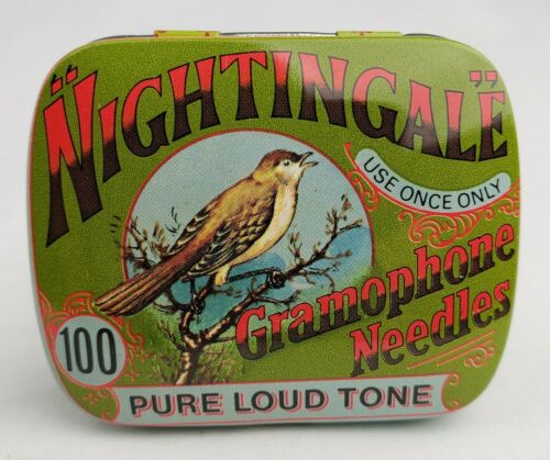 nightigale gramophone record needle tin