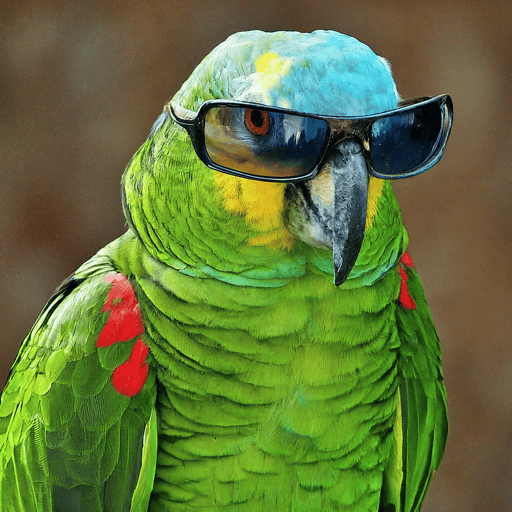 Amazon parrot wearing sunglasses